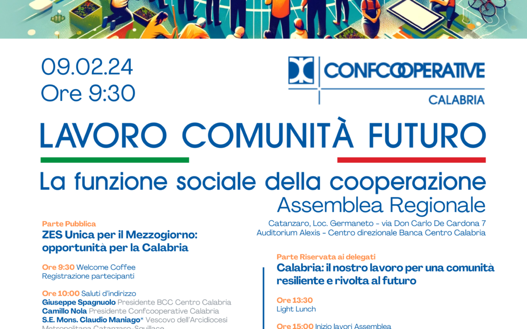 Il 9 febbraio l’Assemblea regionale di Confcooperative Calabria
